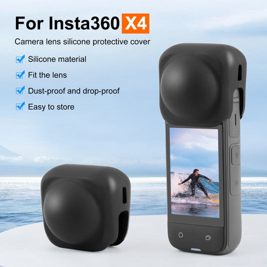 For Insta360 X4 / X5 PULUZ Silicone Protective  Lens Cover (Black) - Len Accessories by PULUZ | Online Shopping UK | buy2fix