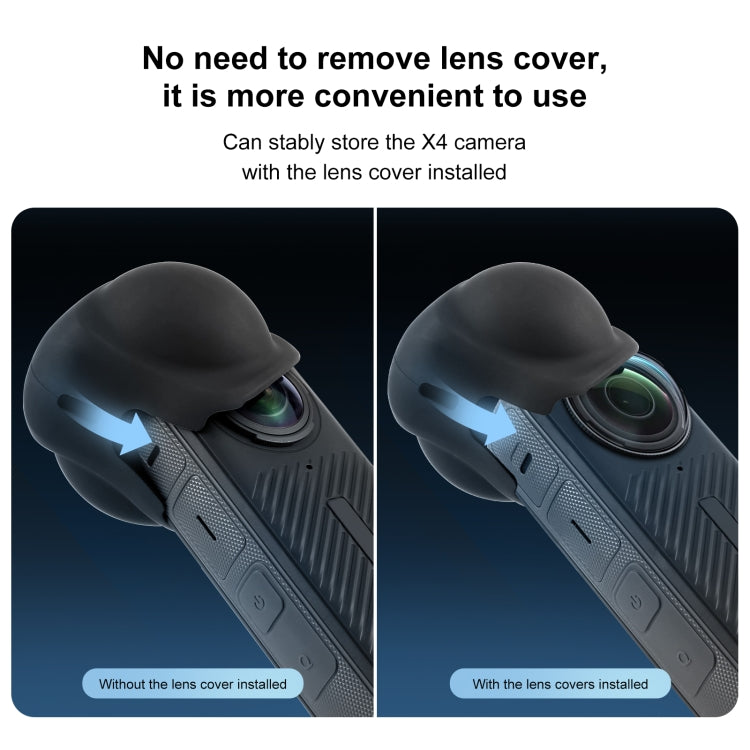 For Insta360 X4 / X5 PULUZ Silicone Protective  Lens Cover (Black) - Len Accessories by PULUZ | Online Shopping UK | buy2fix