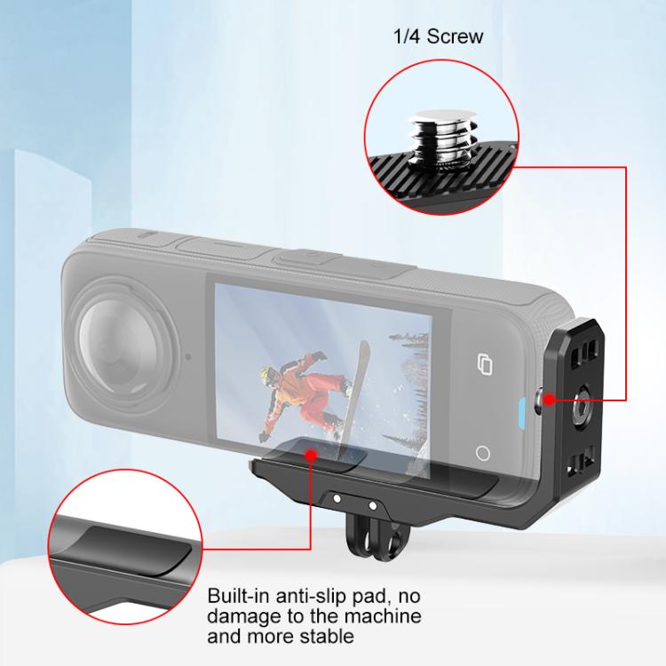 For Insta360 X4 / X5 PULUZ Vertical Horizontal Shooting Quick Release Metal  L Bracket (Black) - Mount & Holder by PULUZ | Online Shopping UK | buy2fix