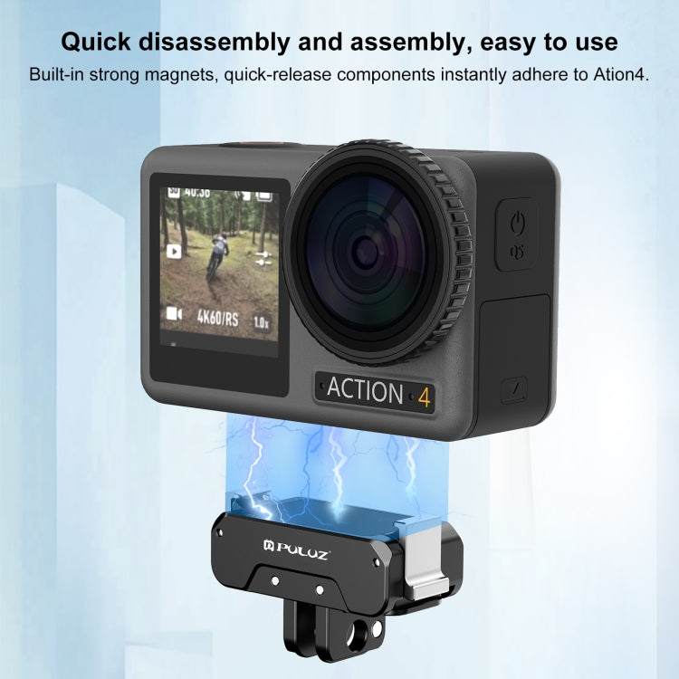 For DJI Osmo Action 5 Pro / 4 / 3 / Osmo 360 PULUZ Magnetic Quick Release Metal Base (Black) - Mount & Holder by PULUZ | Online Shopping UK | buy2fix