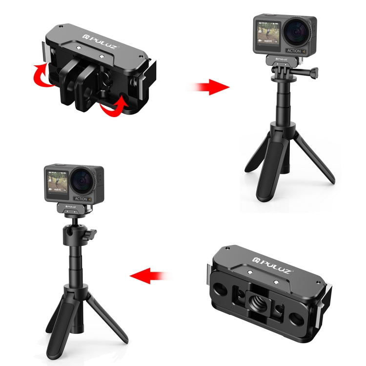For DJI Osmo Action 5 Pro / 4 / 3 / Osmo 360 PULUZ Magnetic Quick Release Metal Base (Black) - Mount & Holder by PULUZ | Online Shopping UK | buy2fix