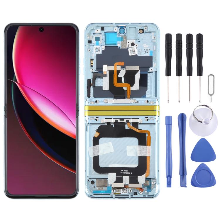 For Motorola Razr 40 Ultra XT2321-3 XT2321-1 XT2321-2 Original LCD Screen Digitizer Full Assembly with Frame (Blue) - LCD Screen by buy2fix | Online Shopping UK | buy2fix