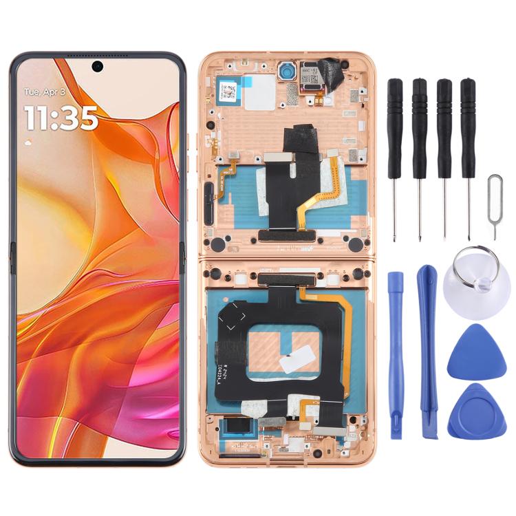 For Motorola Razr 50 Ultra Original LCD Screen Digitizer Full Assembly with Frame (Gold) - LCD Screen by buy2fix | Online Shopping UK | buy2fix