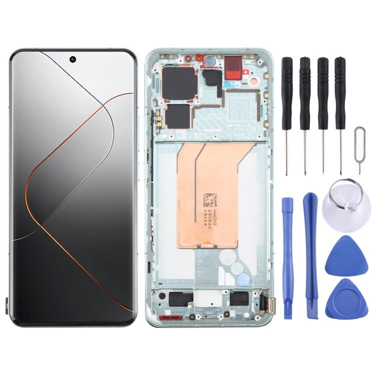 For Xiaomi 14 Pro AMOLED Original LCD Screen Digitizer Full Assembly with Frame (Green) - LCD Screen by buy2fix | Online Shopping UK | buy2fix