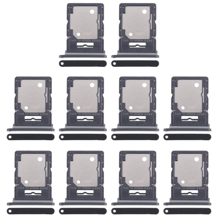 For Xiaomi Redmi Note 14 5G 10pcs Original SIM + SIM / Micro SD Card Tray (Black) - Card Tray by buy2fix | Online Shopping UK | buy2fix
