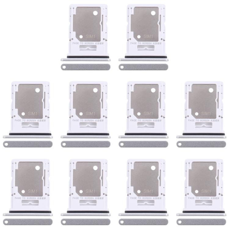 For Xiaomi Redmi Note 14 5G 10pcs Original SIM + SIM / Micro SD Card Tray (Silver) - Card Tray by buy2fix | Online Shopping UK | buy2fix