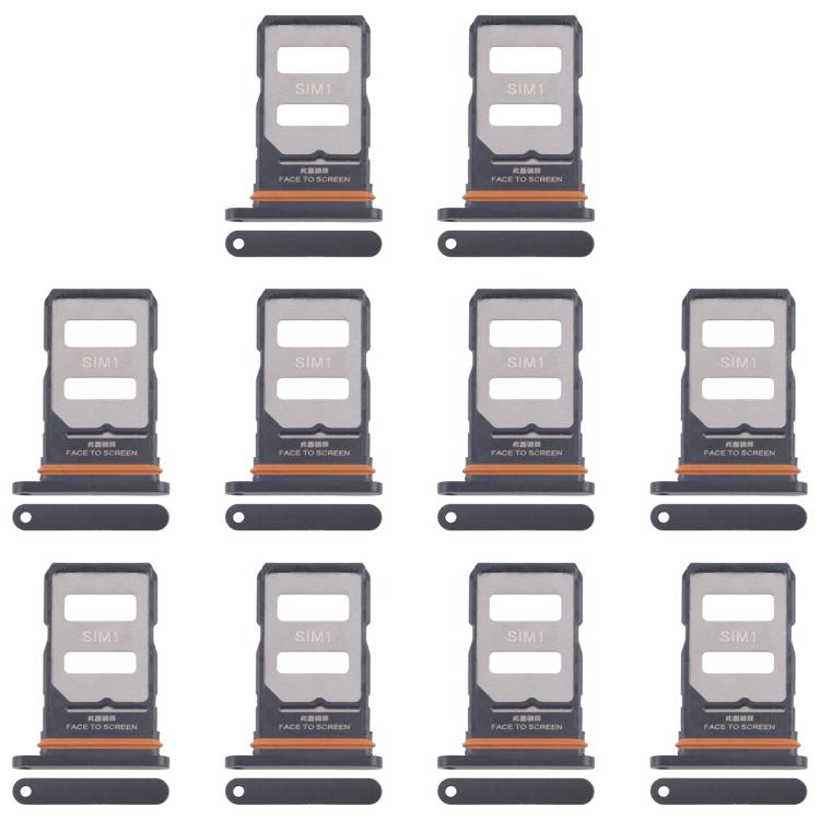 For Xiaomi Redmi Note 14 Pro+ 5G 10pcs Original SIM Card Tray + SIM Card Tray (Black) - Card Tray by buy2fix | Online Shopping UK | buy2fix