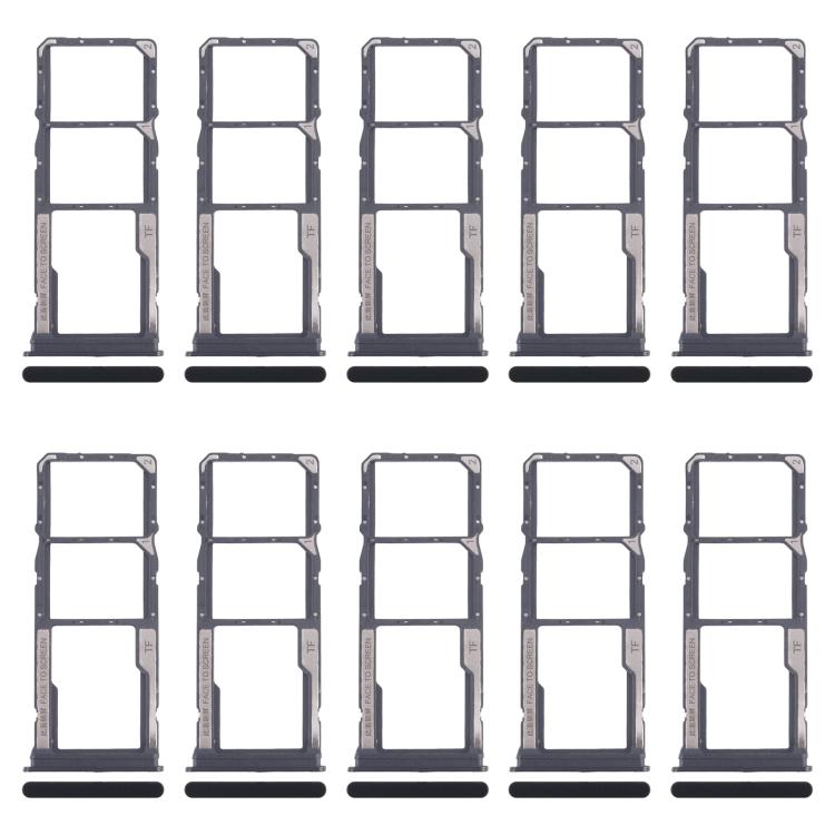 For Xiaomi Redmi 14C 4G 10pcs Original SIM Card Tray + SIM Card Tray + Micro SD Card Tray (Black) - Card Tray by buy2fix | Online Shopping UK | buy2fix