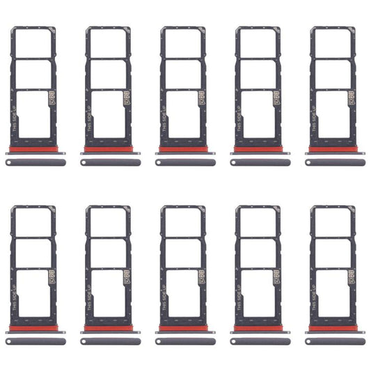 For Motorola Moto E40 10pcs Original SIM Card Tray + SIM Card Tray + Micro SD Card Tray (Grey) - Card Socket by buy2fix | Online Shopping UK | buy2fix