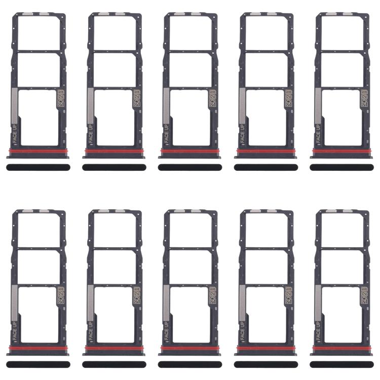 For Motorola Moto G04 10pcs Original SIM Card Tray + SIM Card Tray + Micro SD Card Tray (Black) - Card Socket by buy2fix | Online Shopping UK | buy2fix