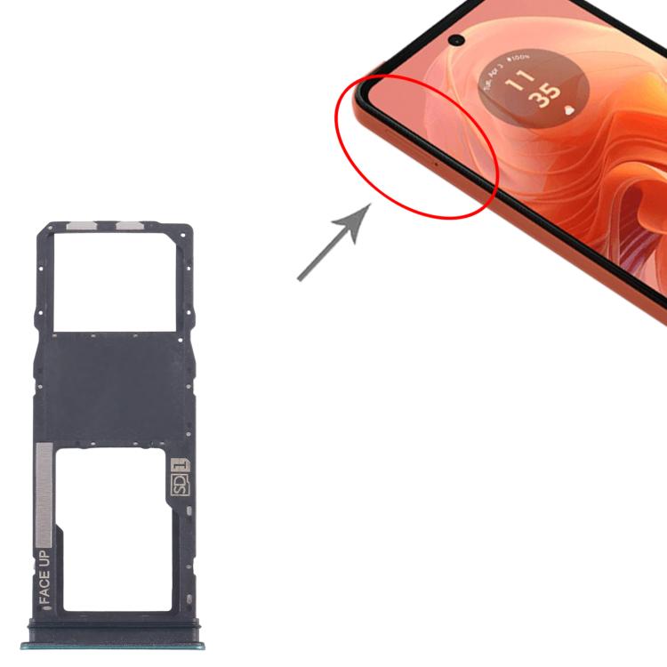 For Motorola Moto G04 10pcs Original SIM Card Tray + Micro SD Card Tray (Green) - Card Socket by buy2fix | Online Shopping UK | buy2fix