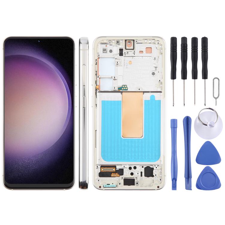 For Samsung Galaxy S23 SM-S911B EU Version 5.96 inch TFT LCD Screen Digitizer Full Assembly with Frame, Not Supporting Fingerprint Identification (Silver) -  by buy2fix | Online Shopping UK | buy2fix