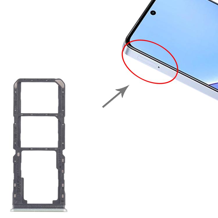 For Realme 11x 5G RMX3785 10pcs Original SIM Card Tray + SIM Card Tray + Micro SD Card Tray (Green) - Card Tray by buy2fix | Online Shopping UK | buy2fix