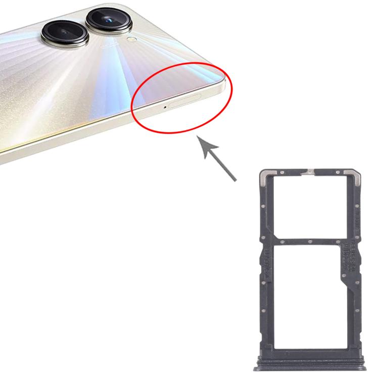 For Realme 10 Pro 5G RMX3663 RMX3660 RMX3661 10pcs Original SIM Card Tray + SIM Card Tray / Micro SD Card Tray (Black) - Card Tray by buy2fix | Online Shopping UK | buy2fix