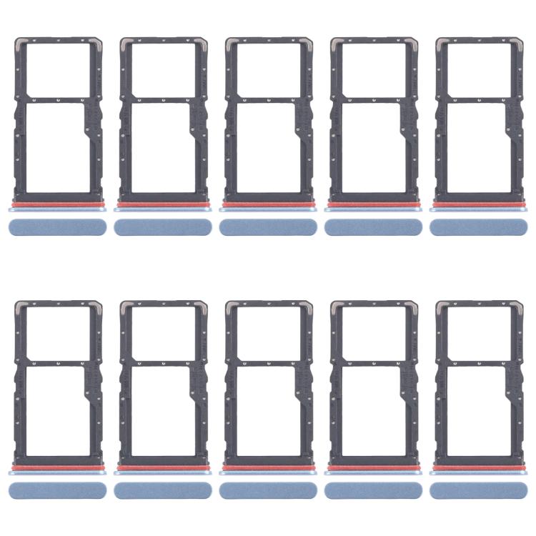 For Realme 10 Pro 5G RMX3663 RMX3660 RMX3661 10pcs Original SIM Card Tray + SIM Card Tray / Micro SD Card Tray (Blue) - Card Tray by buy2fix | Online Shopping UK | buy2fix