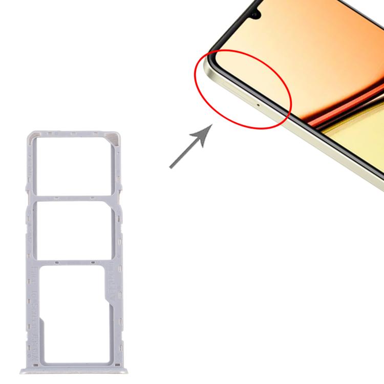 For Realme C61 4G RMX3939 RMX3930 10pcs Original SIM Card Tray + SIM Card Tray + Micro SD Card Tray (Gold) - Card Tray by buy2fix | Online Shopping UK | buy2fix