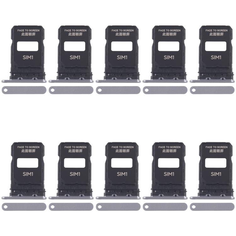 For Xiaomi 15 Pro 10pcs SIM Card Tray + SIM Card Tray (Silver) - Card Tray by buy2fix | Online Shopping UK | buy2fix