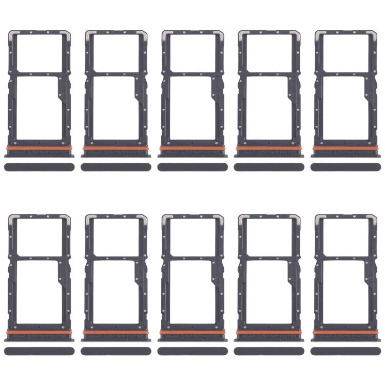 For Xiaomi Poco M6 Plus 10pcs SIM Card Tray + SIM Card Tray / Micro SD Card Tray (Black) - Card Tray by buy2fix | Online Shopping UK | buy2fix