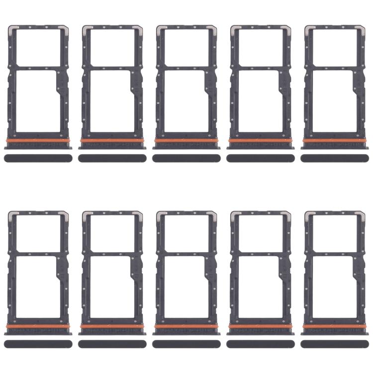 For Xiaomi Redmi Note 13R 10pcs SIM Card Tray + SIM Card Tray / Micro SD Card Tray (Black) - Card Tray by buy2fix | Online Shopping UK | buy2fix