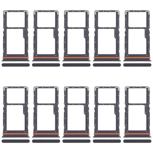 For Xiaomi Redmi Note 13R 10pcs SIM Card Tray + SIM Card Tray / Micro SD Card Tray (Black) - Card Tray by buy2fix | Online Shopping UK | buy2fix