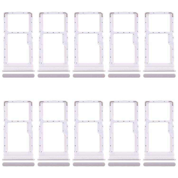 For Xiaomi Redmi Note 13R 10pcs SIM Card Tray + SIM Card Tray / Micro SD Card Tray (Silver) - Card Tray by buy2fix | Online Shopping UK | buy2fix