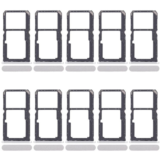 For Xiaomi Redmi A3x 10pcs SIM Card Tray + SIM Card Tray / Micro SD Card Tray (Silver) - Card Tray by buy2fix | Online Shopping UK | buy2fix