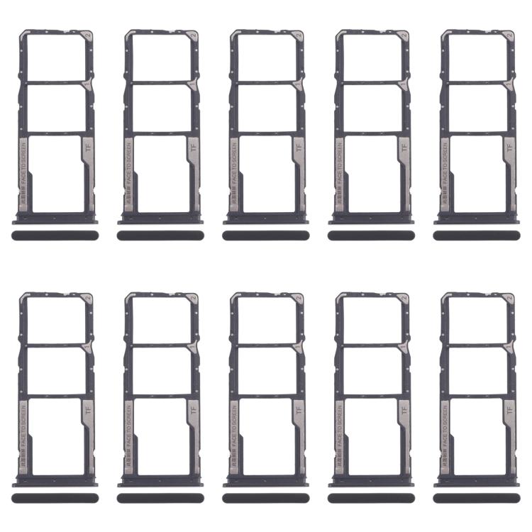 For Xiaomi Poco M6 Pro 4G 10pcs SIM Card Tray + SIM Card Tray + Micro SD Card Tray (Black) - Card Tray by buy2fix | Online Shopping UK | buy2fix