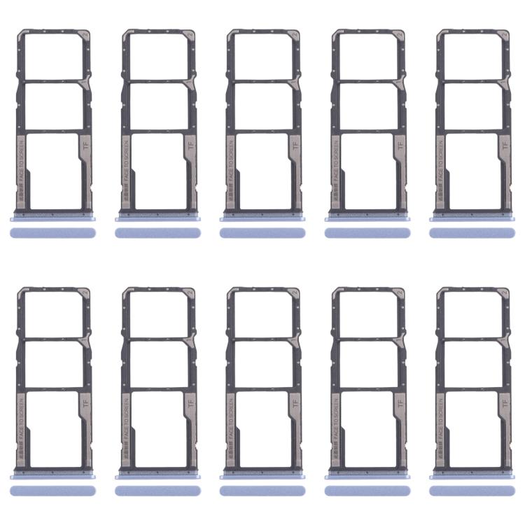 For Xiaomi Poco M6 Pro 4G 10pcs SIM Card Tray + SIM Card Tray + Micro SD Card Tray (Blue) - Card Tray by buy2fix | Online Shopping UK | buy2fix
