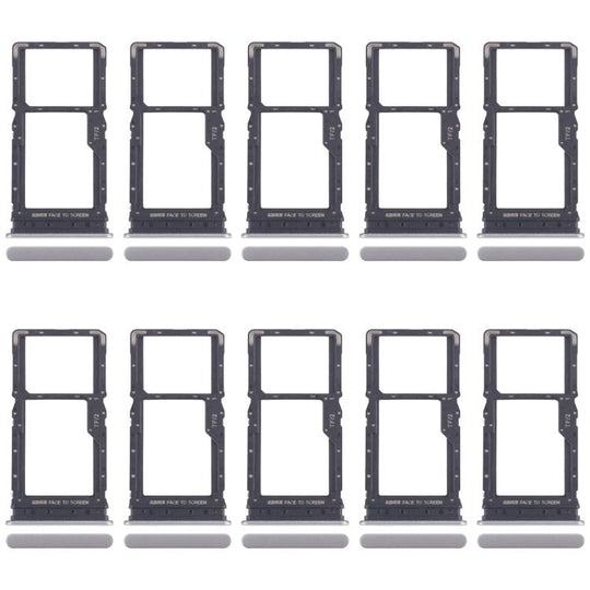 For Xiaomi Redmi 15 5G 10pcs SIM Card Tray + SIM Card Tray / Micro SD Card Tray (Silver)