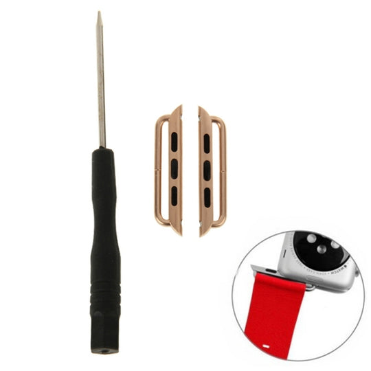 2 PCS for Apple Watch 38mm Metal Strap Connector Metal Buckle with Screwdrivers Tool(Gold)