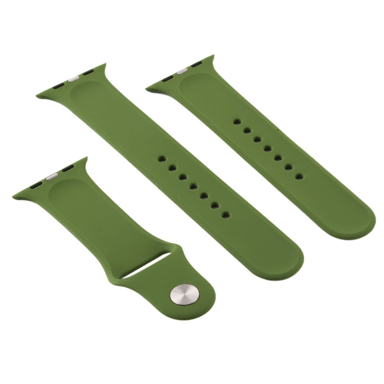 For Apple Watch Series 10 42mm / 9&8&7 41mm / SE 3&SE 2&6&SE&5&4 40mm / 3&2&1 38mm 3 in 1 Rubber Watch Band with Pin Buckle(Pinewood Green) by buy2fix