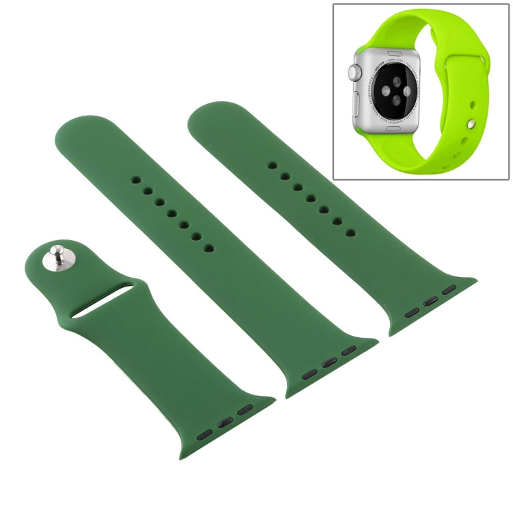 For Apple Watch Series 10 42mm / 9&8&7 41mm / SE 3&SE 2&6&SE&5&4 40mm / 3&2&1 38mm 3 in 1 Rubber Watch Band with Pin Buckle (Forest Green) by buy2fix