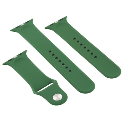 For Apple Watch Series 10 42mm / 9&8&7 41mm / SE 3&SE 2&6&SE&5&4 40mm / 3&2&1 38mm 3 in 1 Rubber Watch Band with Pin Buckle (Forest Green) by buy2fix