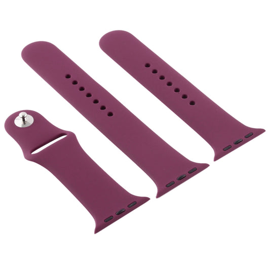 For Apple Watch Series 10 42mm / 9&8&7 41mm / SE 3&SE 2&6&SE&5&4 40mm / 3&2&1 38mm 3 in 1 Rubber Watch Band with Pin Buckle(Violet) by buy2fix