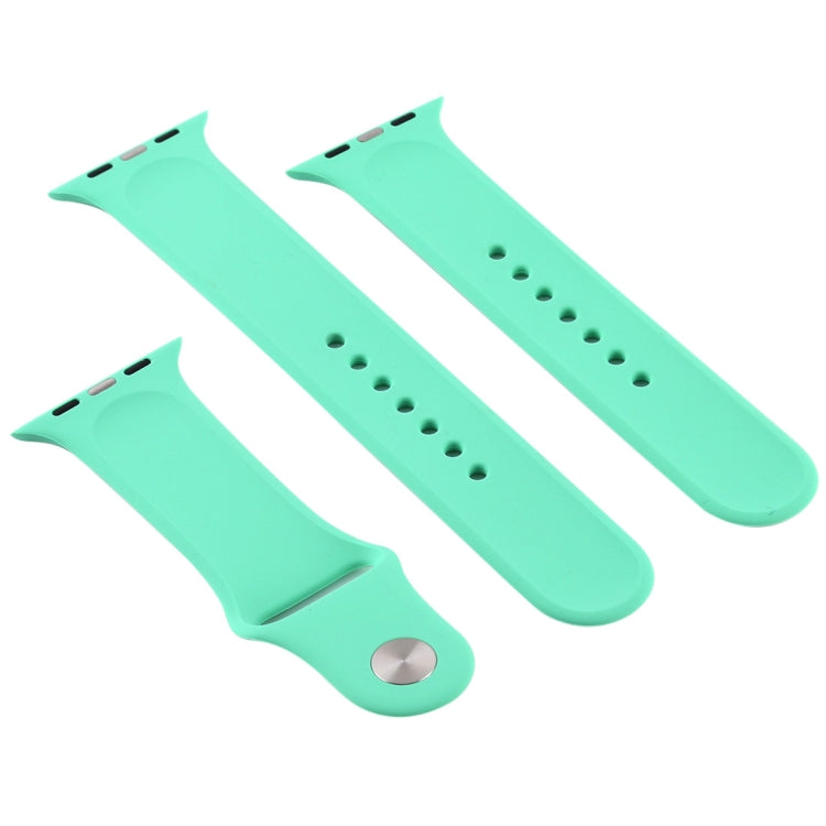 For Apple Watch Series 10 42mm / 9&8&7 41mm / SE 3&SE 2&6&SE&5&4 40mm / 3&2&1 38mm 3 in 1 Rubber Watch Band with Pin Buckle(Leave Fragrant Green) by buy2fix