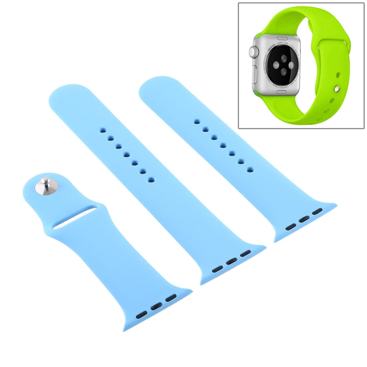 For Apple Watch Series 10 42mm / 9&8&7 41mm / SE 3&SE 2&6&SE&5&4 40mm / 3&2&1 38mm 3 in 1 Rubber Watch Band with Pin Buckle(Chrysanthemum Blue) by buy2fix