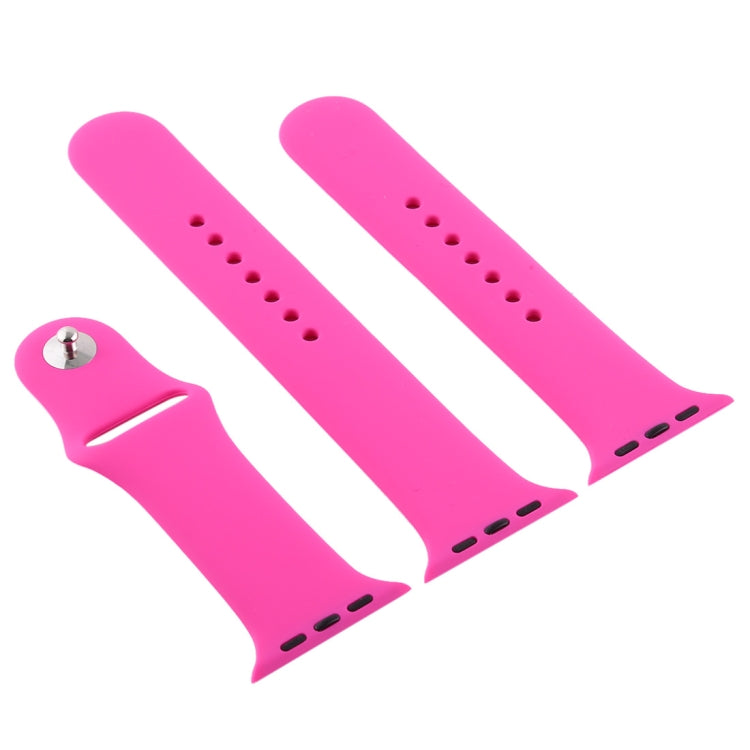 For Apple Watch Series 10 42mm / 9&8&7 41mm / SE 3&SE 2&6&SE&5&4 40mm / 3&2&1 38mm 3 in 1 Rubber Watch Band with Pin Buckle(Rose Red) by buy2fix
