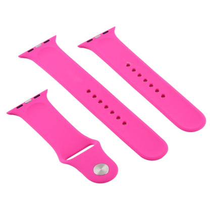 For Apple Watch Series 10 42mm / 9&8&7 41mm / SE 3&SE 2&6&SE&5&4 40mm / 3&2&1 38mm 3 in 1 Rubber Watch Band with Pin Buckle(Rose Red) by buy2fix