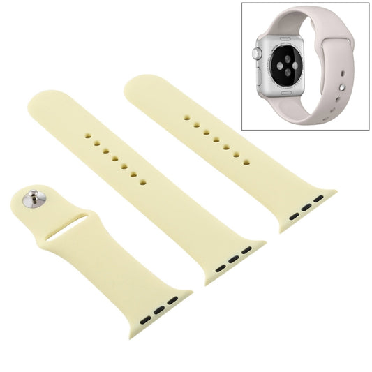 For Apple Watch Series 10 42mm / 9&8&7 41mm / SE 3&SE 2&6&SE&5&4 40mm / 3&2&1 38mm 3 in 1 Rubber Watch Band with Pin Buckle(Cream Yellow) by buy2fix