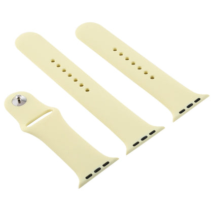 For Apple Watch Series 10 42mm / 9&8&7 41mm / SE 3&SE 2&6&SE&5&4 40mm / 3&2&1 38mm 3 in 1 Rubber Watch Band with Pin Buckle(Cream Yellow) by buy2fix
