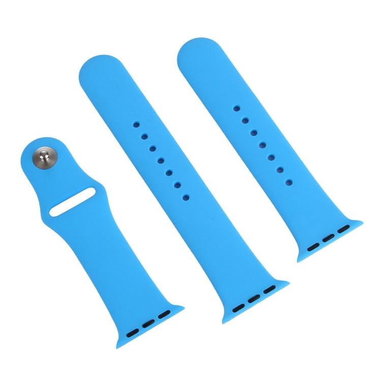 For Apple Watch Series 10 42mm / 9&8&7 41mm / SE 3&SE 2&6&SE&5&4 40mm / 3&2&1 38mm 3 in 1 Rubber Watch Band with Pin Buckle(Blue) by buy2fix
