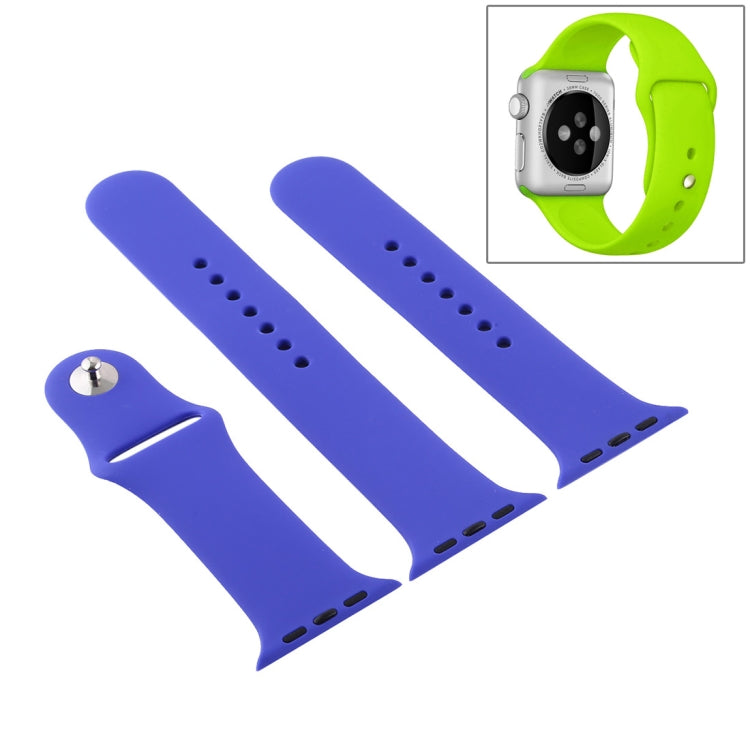 For Apple Watch Series 10 42mm / 9&8&7 41mm / SE 3&SE 2&6&SE&5&4 40mm / 3&2&1 38mm 3 in 1 Rubber Watch Band with Pin Buckle(Deep Royal Blue) by buy2fix