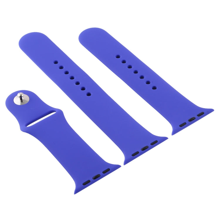 For Apple Watch Series 10 42mm / 9&8&7 41mm / SE 3&SE 2&6&SE&5&4 40mm / 3&2&1 38mm 3 in 1 Rubber Watch Band with Pin Buckle(Deep Royal Blue) by buy2fix