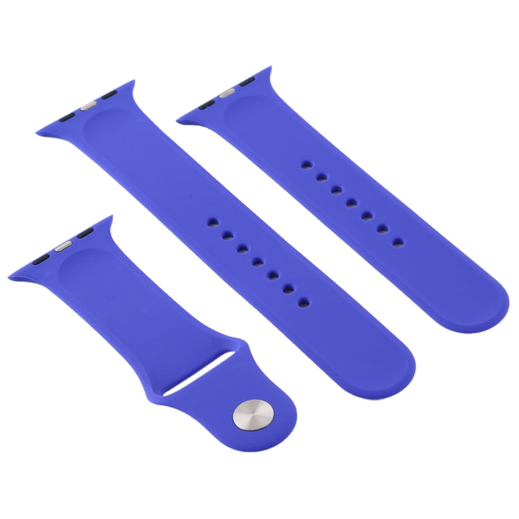 For Apple Watch Series 10 42mm / 9&8&7 41mm / SE 3&SE 2&6&SE&5&4 40mm / 3&2&1 38mm 3 in 1 Rubber Watch Band with Pin Buckle(Deep Royal Blue) by buy2fix