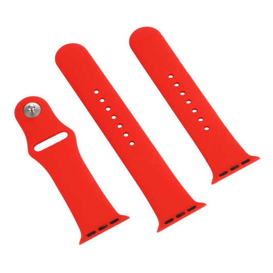 For Apple Watch Series 10 42mm / 9&8&7 41mm / SE 3&SE 2&6&SE&5&4 40mm / 3&2&1 38mm 3 in 1 Rubber Watch Band with Pin Buckle(Red) by buy2fix