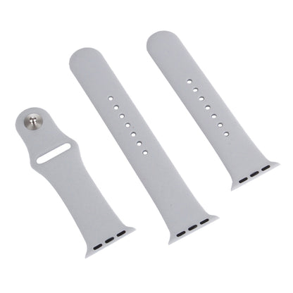 For Apple Watch Series 10 42mm / 9&8&7 41mm / SE 3&SE 2&6&SE&5&4 40mm / 3&2&1 38mm 3 in 1 Rubber Watch Band with Pin Buckle(Silver) by buy2fix