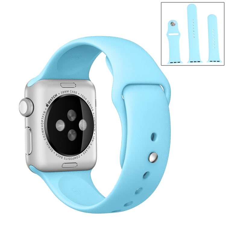 For Apple Watch Series 10 42mm / 9&8&7 41mm / SE 3&SE 2&6&SE&5&4 40mm / 3&2&1 38mm 3 in 1 Rubber Watch Band with Pin Buckle(Baby Blue) by buy2fix