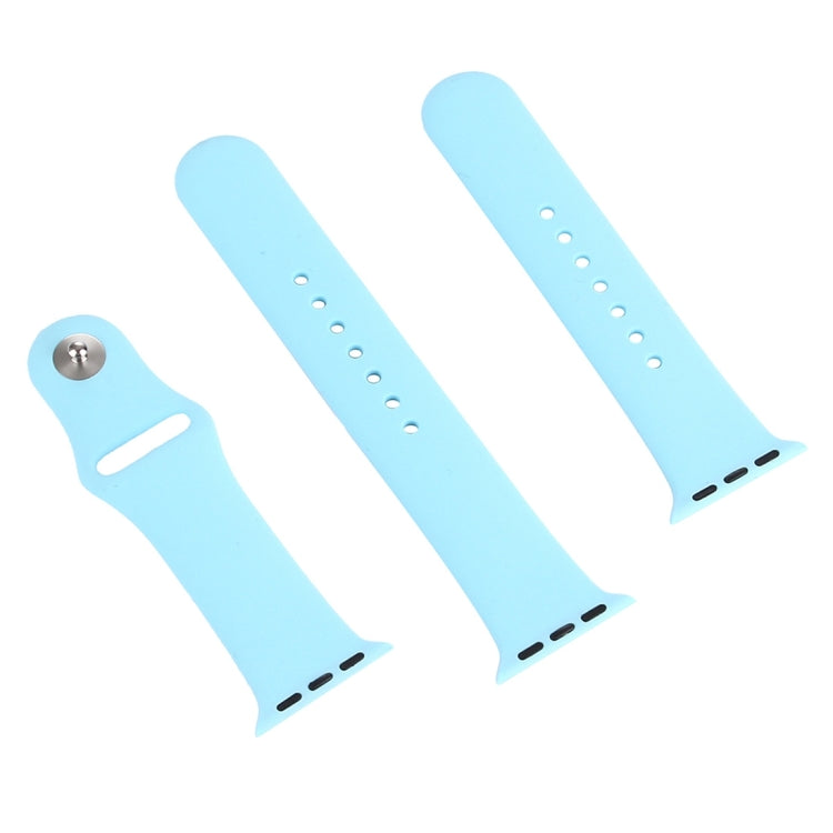 For Apple Watch Series 10 42mm / 9&8&7 41mm / SE 3&SE 2&6&SE&5&4 40mm / 3&2&1 38mm 3 in 1 Rubber Watch Band with Pin Buckle(Baby Blue) by buy2fix