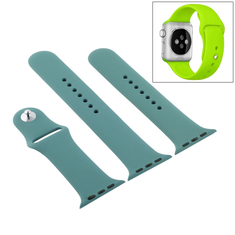 For Apple Watch Series 10 42mm / 9&8&7 41mm / SE 3&SE 2&6&SE&5&4 40mm / 3&2&1 38mm 3 in 1 Rubber Watch Band with Pin Buckle(Cactus) by buy2fix