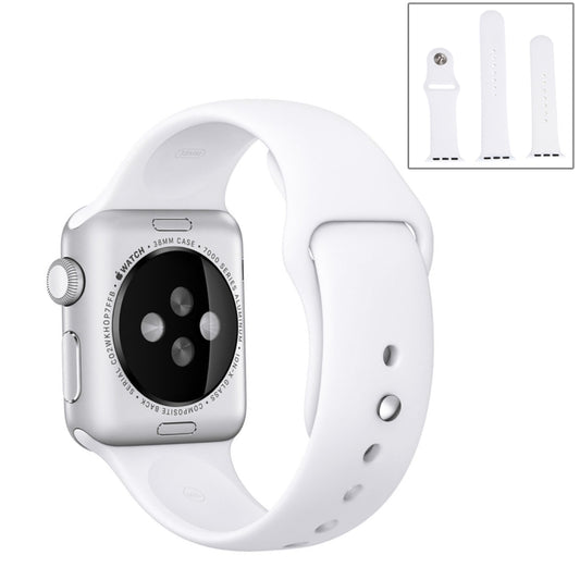 For Apple Watch Series 10 42mm / 9&8&7 41mm / SE 3&SE 2&6&SE&5&4 40mm / 3&2&1 38mm 3 in 1 Rubber Watch Band with Pin Buckle(White) by buy2fix